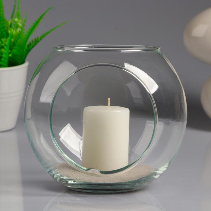 Ваза-шар "МАТЕ" с двумя отверстиями и белой свечой, 14,5×13 см, 9 ч, стекло - фото 3608294