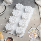 Форма для муссовых десертов и выпечки Доляна «Вихрь», 29,5×17×3,5 см (d=6,2 см), 8 ячеек, цвет белый - фото 8105850