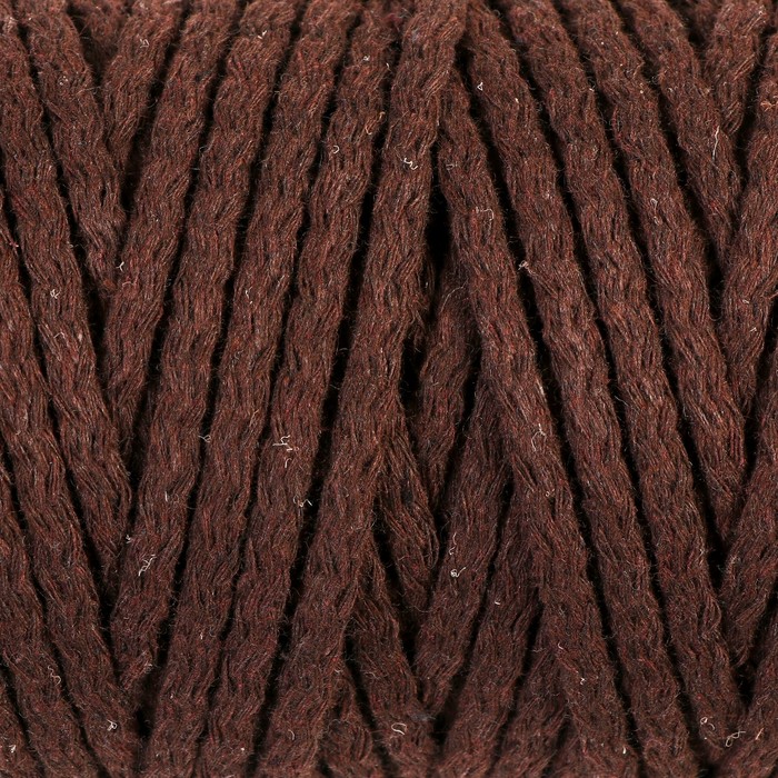 Шнур для вязания "Пухлый" 100% хлопок ширина 5мм 100м (коричневый) - фото 846532