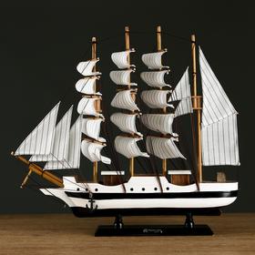 Ship souvenir average "three-masted", white with side black stripe, sail white, mix, 41 x 37 x 8 cm