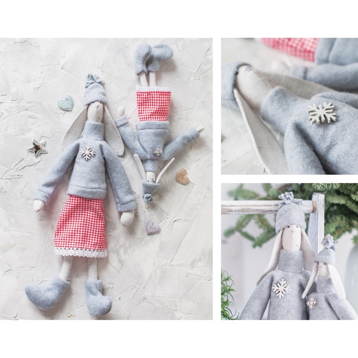 Мягкие куклы «Новогодние зайки Бетти и Летти», набор для шитья, 17 × 5 × 15 см
