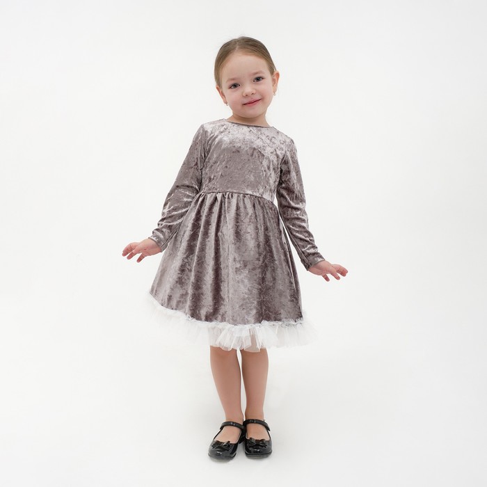 Платье для девочки нарядное KAFTAN «Куколка», цвет серый, рост 86-92, размер 28 - фото 952725