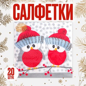 Салфетки бумажные «Совушки в шапочках», 33х33 см, набор 20 шт. в Донецке