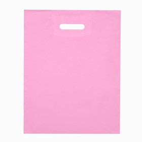 Пакет полиэтиленовый, с вырубной ручкой, розовый, 34 х 45, 33 мкм