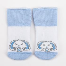 Носки детские махровые, цвет белый/голубой, размер 7-8
