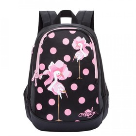 Рюкзак молодёжный 40 х 29 х 20, эргономичная спинка, для девочек, Grizzly, чёрный/розовый