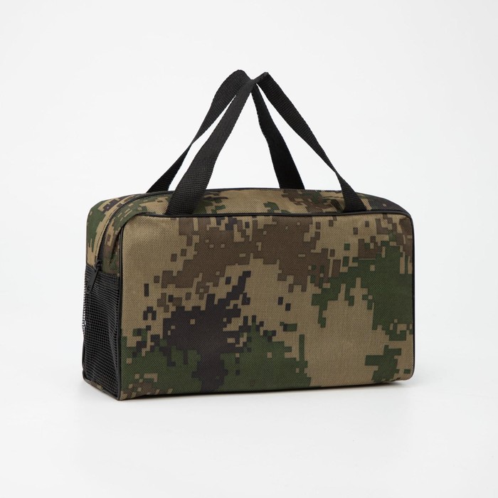 Косметичка-сумочка, отдел на молнии, сетка, цвет зелёный/коричневый