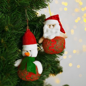 Подвеска «Дед Мороз и Снеговик в зелёном шарфе», виды МИКС