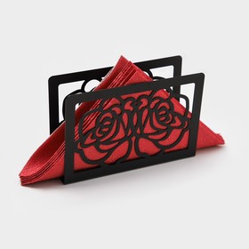 Салфетница «Цветы», 15×4×10 см, цвет чёрный