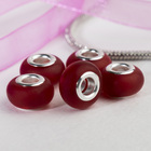 Bead "Matte style" phosphorus agate, the color red in silver