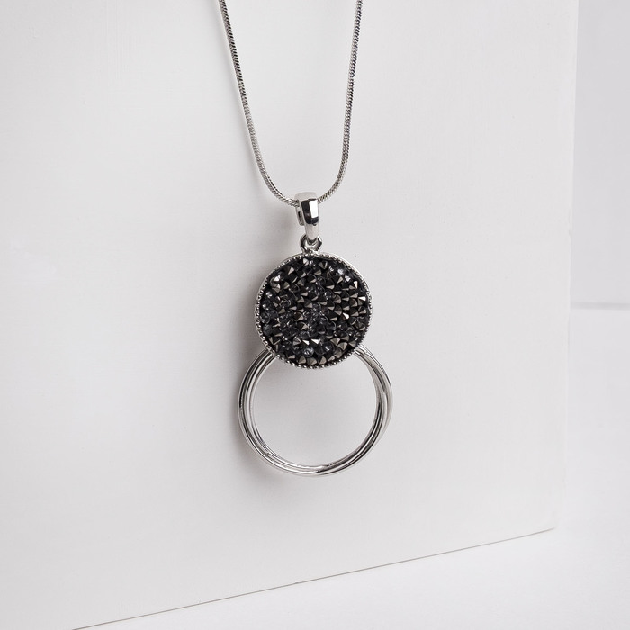 Кулон "Калейдоскоп" кольца, цвет серый в серебре, 72 см - фото 3002918
