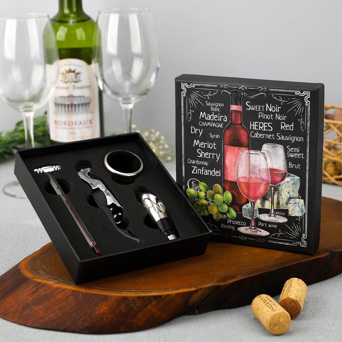 Набор для вина в картонной коробке "Merlot", 14 х 16 см - фото 1288520