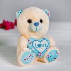 Soft toy "Bear with heart" color blue