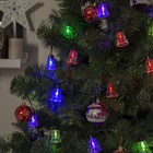 Гирлянда "Нить" улично-комнатная с насадками "Колокол", 5 м, LED(IP44)-40-220V, мигает, нить тёмная, свечение мульти Гирлянда "Нить" улично-комнатная с насадками "Колокол", 5 м, LED(IP44)-40-220V, мигает, нить тёмная, свечение мульти