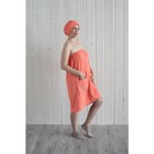 Набор женский для сауны (парео+чалма) с вышивкой, коралл - фото 3865802