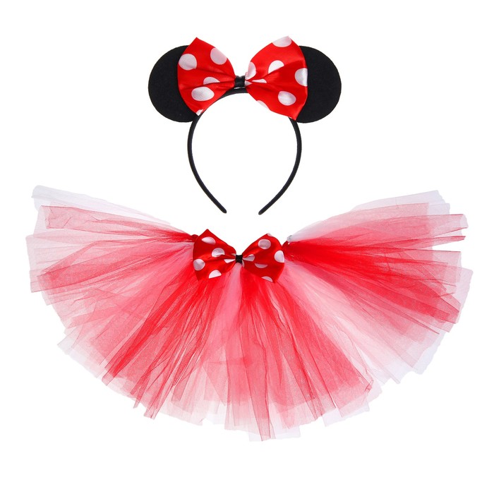 Карнавальный набор «Красотка», ободок, юбка двухслойная, цвет красный