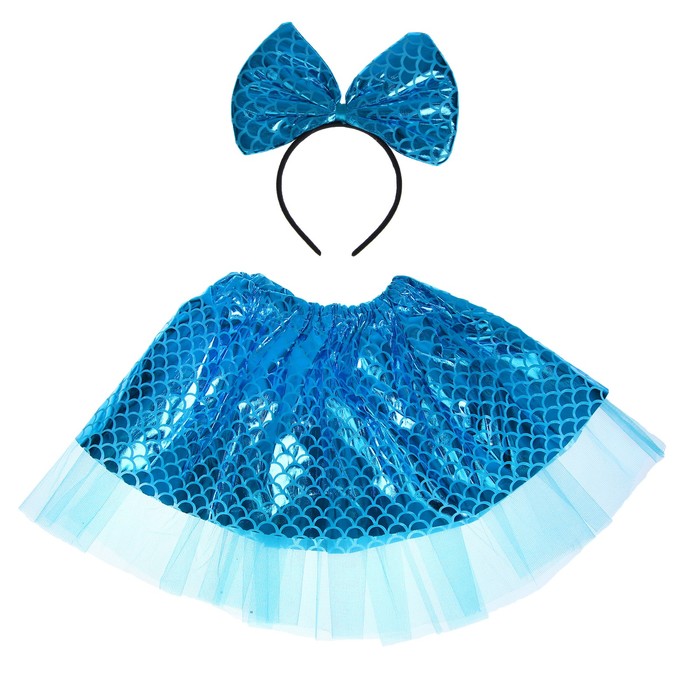 Карнавальный набор «Красотка», ободок, юбка, цвет голубой, 3-5 лет