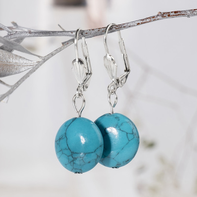 Earrings silver plated pellet "new Turquoise"