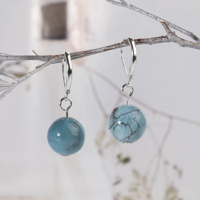 Earrings silver plated ball No. 10 "new Turquoise"