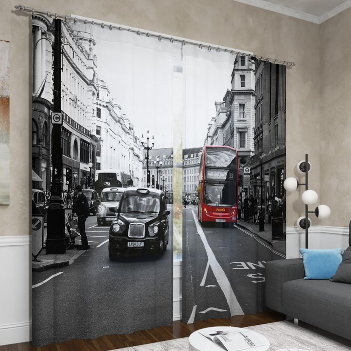 Фотошторы «Классика Лондона», размер 145 х 260 см, 2шт., габардин