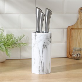 Подставка для ножей «Мрамор», 22×11 см, цвет белый