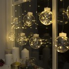 Гирлянда «Бахрома» 2.5 × 0.7 м роса с насадками «Шарики», IP20, серебристая нить, 150 LED, свечение тёплое белое, 12 В 4357022