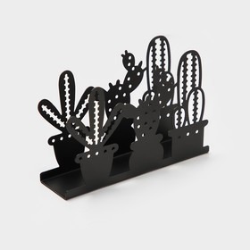 Салфетница «Кактусы», 15×4×10,3 см, цвет чёрный