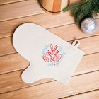 Bath glove with embroidery "happy New Year, with patterns" Bath glove with embroidery "happy New Year, with patterns"