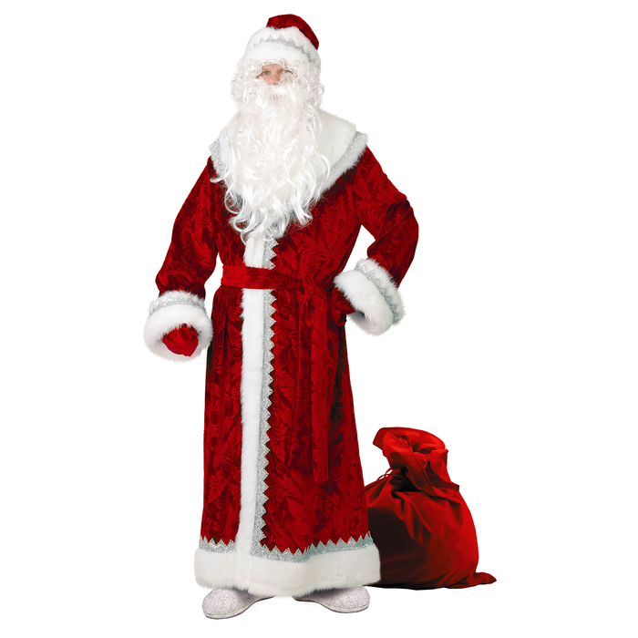 Карнавальный костюм «Дед Мороз», велюр, тиснение, р. 54-56, цвет красный - фото 955046