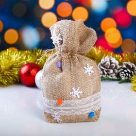 Мешок новогодний из мешковины, украшение шарики, 17х24 см, 650 гр,