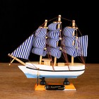 Ship FJ16C10, 16х5х16см, white-blue sails