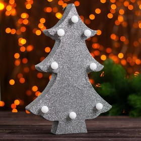 Новогодний декор с подсветкой "Ёлка" серебро 4×14×21 см