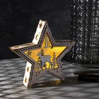 Светодиодная фигура «Звезда с оленем» 21 × 21 × 5 см, дерево, батарейки АААх2 (не в комплекте), свечение тёплое белое - фото 9255448