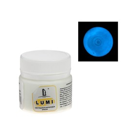 Краска акриловая люминесцентная (светящаяся в темноте), LUXART Lumi, 20 мл, белый, небесно-голубое свечение