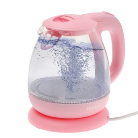Чайник электрический Kitfort KT-653-2, стекло, 1 л, 1100 Вт, розовый