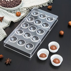 Форма для шоколада KONFINETTA «Полусфера», 28×14 см, 15 ячеек, цвет прозрачный