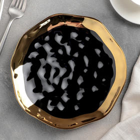 Тарелка керамическая десертная «Ин и ян», d=19,5 см, цвет чёрный
