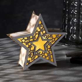 Фигура дерев. "Звезда", 16х16х5 см, AАA*2 (не в компл.), 5 LED,ТЁПЛОЕ БЕЛОЕ