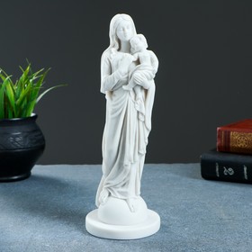 Статуэтка "Дева Мария с младенцем" 22х8см, белая / мраморная крошка