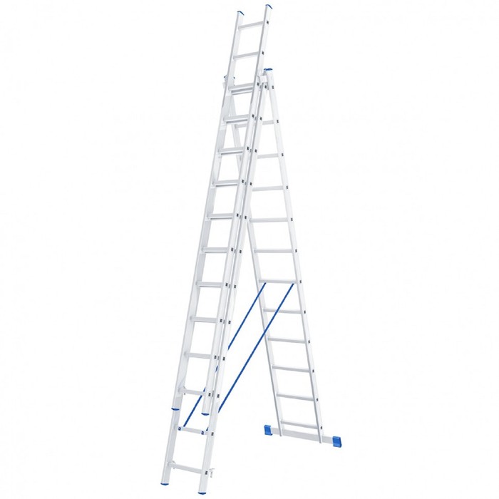 Лестница шарнирная "Сибртех" 97822, алюминиевая, трехсекционная, 3х12 ступеней - фото 842167