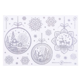 Набор наклеек "Новогодние украшения" голографическая фольга, снежинки, 16,7 х 24,6 см