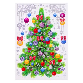 Набор наклеек "Новогодняя ёлочка" голографическая фольга, украшения, 16,7 х 24,6 см