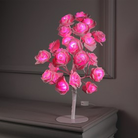 Светодиодный куст 0.45 м, "Розы розовые", 24 LED, 220V, РОЗОВЫЙ