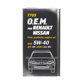 Масло моторное MANNOL 5w40, синтетическое, Renault, Nissan, Infiniti, 1 л 3946854