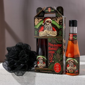 Подарочный набор «Реального Нового года»: гель для душа с ароматом сливочного пива 250 мл, мочалка