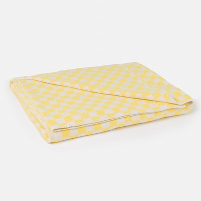 Blanket flannelette, 420 g/m2, 140х205 cage yellow, 80% cotton, 20% Dacron