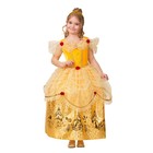 Карнавальный костюм «Принцесса Белль», текстиль-принт, платье, перчатки, брошь, р. 32, рост 128 см - фото 956707