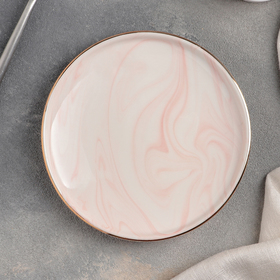 Тарелка пирожковая «Мрамор», 15×2 см, цвет розовый