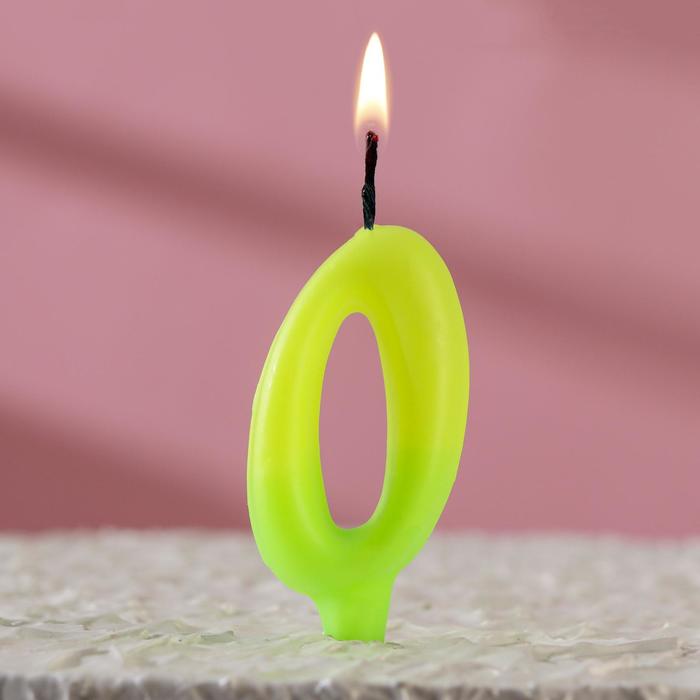 Свеча для торта цифра "Люминесцентная", 7.8 см, цифра "0"