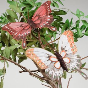 Бабочка для декора и флористики, на прищепке, пластиковая, микс, 1 шт., 10 см